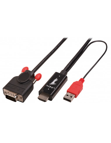 Lindy 41456 cavo e adattatore video 2 m HDMI VGA (D-Sub) Nero