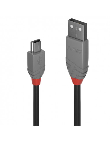 Lindy 36722 cavo USB 1 m USB 2.0 USB A Mini-USB B Nero, Grigio