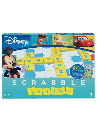 Games Scrabble Junior Disney, Il Gioco da Tavolo delle Parole Crociate con Immagini dei Personaggi Disney, per Bambini 6+ Anni