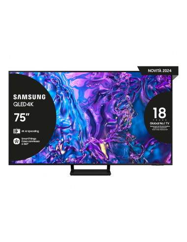 Samsung Q70D TV QLED 4K 75” QE75Q70DATXZT Smart TV Wi-Fi Black 2024, Quantum Processor 4K, 4K AI Upscaling, AirSlim Design, OT