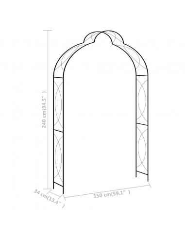 Arco da Giardino Nero 150x34x240 cm in Ferro